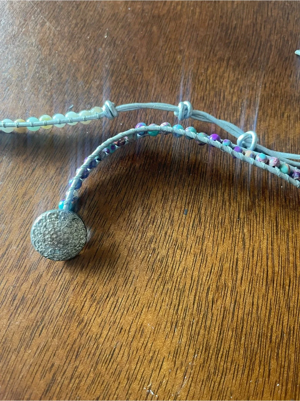 Turquoise Beaded Adjustable Belt Accent Bohemian Western Rustic Earthy